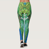 Peacock Blue Green Fether Art Custom Text hinzufüg Leggings (Rückseite)