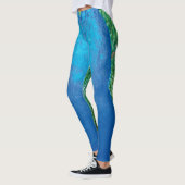 Peacock Blue Green Fether Art Custom Text hinzufüg Leggings (Links)