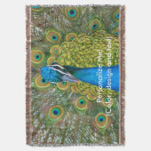 Peacock Blue Head mit bunten Schwanz Feathers Decke (Vorderseite Vertikal)
