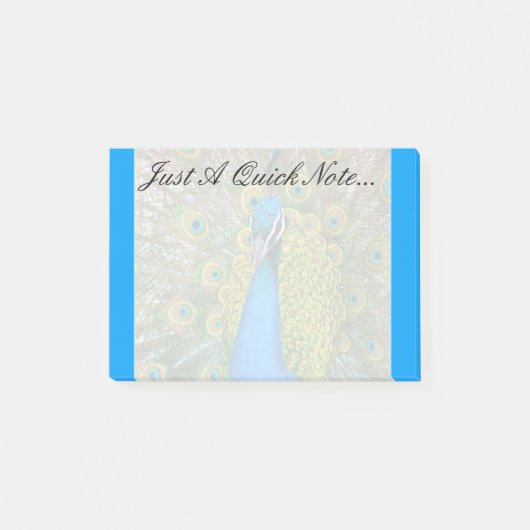 Peacock Blue Head mit bunten Schwanz Feathers Post-it Klebezettel (Vorderseite)