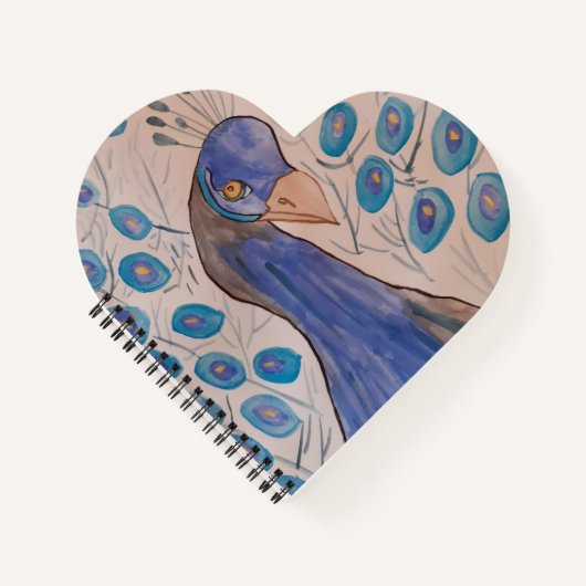Peacock Blue Heart Notebook Notizblock (Vorderseite)