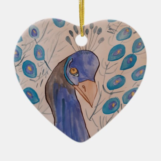 Peacock Blue Keramik Ornament (Vorne)