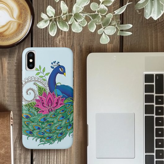 Peacock Blue Lotus Blume Henna Case-Mate iPhone Hülle