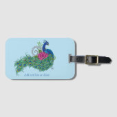 Peacock Blue Lotus Blume Henna Gepäckanhänger (Vorderseite (Horizontal))