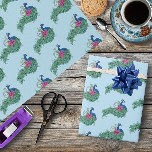 Peacock Blue Lotus Blume Henna Geschenkpapier