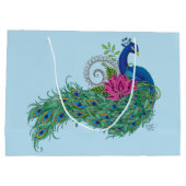 Peacock Blue Lotus Blume Henna Große Geschenktüte (Rückseite)