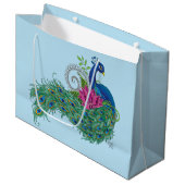 Peacock Blue Lotus Blume Henna Große Geschenktüte (Vorderseite Schrägansicht)