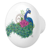 Peacock Blue Lotus Blume Henna Keramikknauf (Rechts)