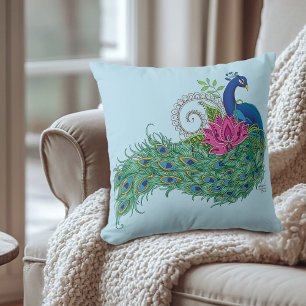 Peacock Blue Lotus Blume Henna Kissen