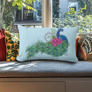 Peacock Blue Lotus Blume Henna Lendenkissen