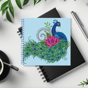 Peacock Blue Lotus Blume Henna Notizblock
