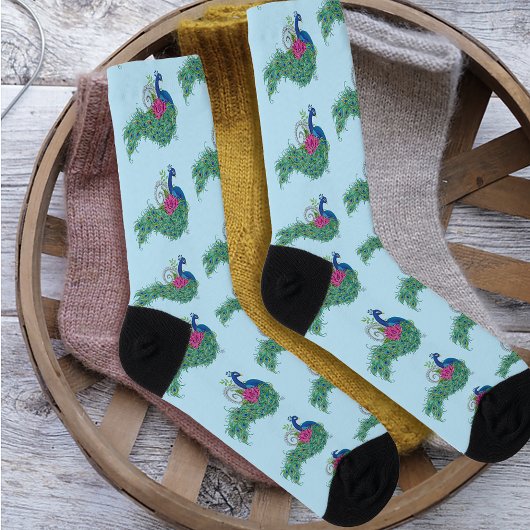 Peacock Blue Lotus Blume Henna Socken