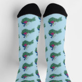 Peacock Blue Lotus Blume Henna Socken (Oben)