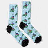 Peacock Blue Lotus Blume Henna Socken (Rechts)