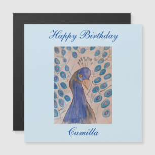 Peacock Blue Magnetic Birthday Card Magnetkarte