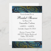 Peacock Blue Paisley Brautparty Einladung (Vorne/Hinten)