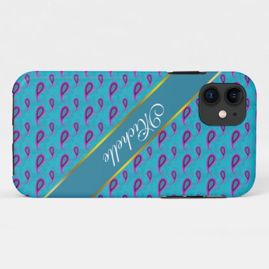 Peacock Blue Paisley Case-Mate iPhone Hülle (Rückseite (Horizontal))