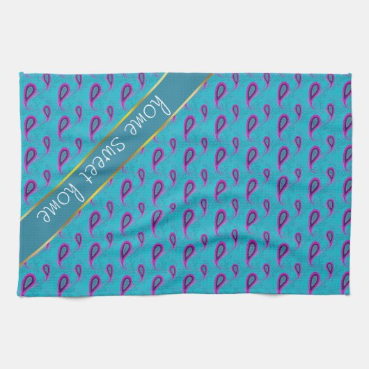 Peacock Blue Paisley Geschirrtuch (Horizontal)