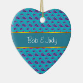 Peacock Blue Paisley Keramik Ornament (Rechts)