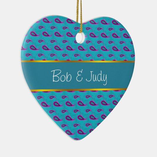 Peacock Blue Paisley Keramik Ornament (Rechts)