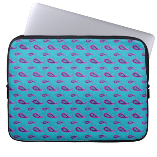 Peacock Blue Paisley Laptopschutzhülle (Vorderseite)