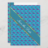 Peacock Blue Paisley Save The Date (Vorne/Hinten)