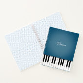 Peacock Blue Piano Music Keyboard Custom Notebook Notizblock (Innenseite)