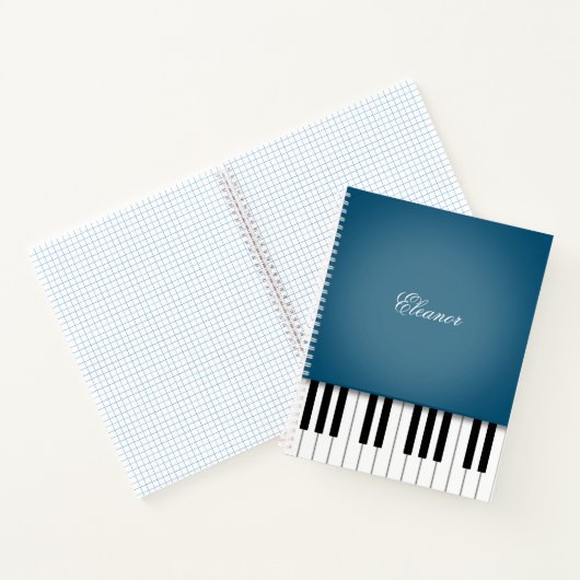 Peacock Blue Piano Music Keyboard Custom Notebook Notizblock (Innenseite)