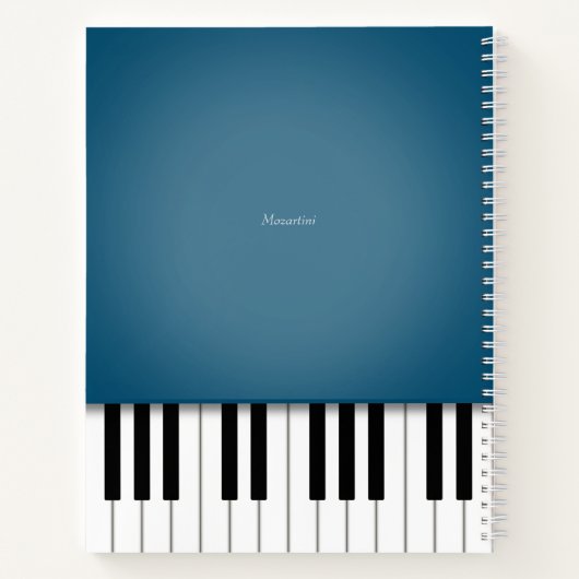 Peacock Blue Piano Music Keyboard Custom Notebook Notizblock (Rückseite)