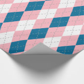 Peacock Blue Pink Dk Gray Wht XL Raute Geschenkpapier (Ecke)