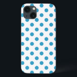 Peacock Blue Polka Dots Circles iPhone 13 Hülle<br><div class="desc">Peacock Blue Polka Dots Circles blauen Kreisel blaue Polka Punkte Muster hellblaue Polka dtos blaue Kreise oder blaue Punkte Drucke</div>
