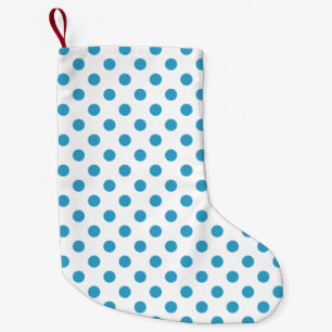 Peacock Blue Polka Dots Circles Kleiner Weihnachtsstrumpf