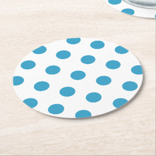 Peacock Blue Polka Dots Circles Runder Pappuntersetzer