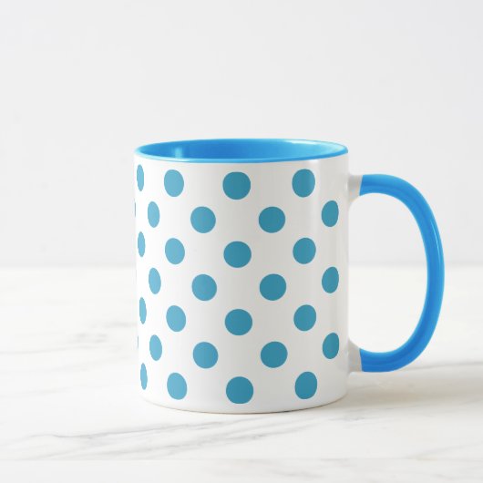 Peacock Blue Polka Dots Circles Tasse (Rechts)