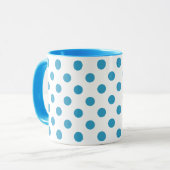 Peacock Blue Polka Dots Circles Tasse (Vorderseite Links)