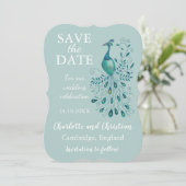 Peacock Blue Save the Date (Stehend Vorderseite)