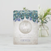 Peacock Blue Silver OH Snap Hochzeitshashtag Karte (Stehend Vorderseite)