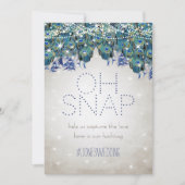 Peacock Blue Silver OH Snap Wedding Hashtag Card (Vorderseite)