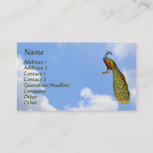 Peacock Blue Sky Nature Art Business Card Visitenkarte