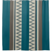 Peacock Blue und Grau Streifen Duschvorhang (Vorderseite)