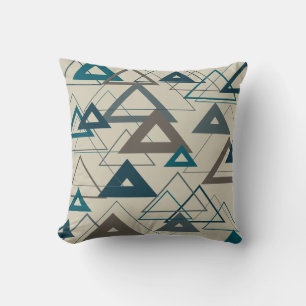 Peacock Blue und Grau Triangle Kissen