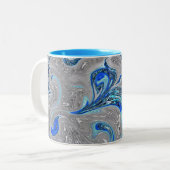 Peacock Blue und Silver Marble Abstrakt Zweifarbige Tasse (Vorderseite Links)