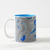 Peacock Blue und Silver Marble Abstrakt Zweifarbige Tasse (Links)