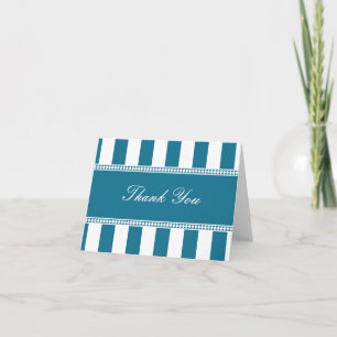 Peacock Blue und White Café Streifen Bitte beachte Dankeskarte