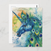 Peacock Blue Unicorn Postkarte (Vorne/Hinten)