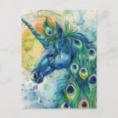 Peacock Blue Unicorn Postkarte (Vorderseite)