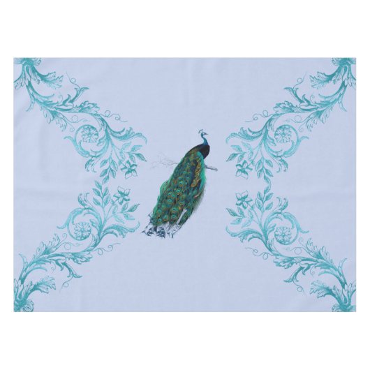 Peacock Blue Watercolor Tischdecke (Vorderseite (Horizontal))