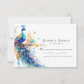 Peacock Blue Wedding RSVP Card Mitteilungskarte (Vorderseite)