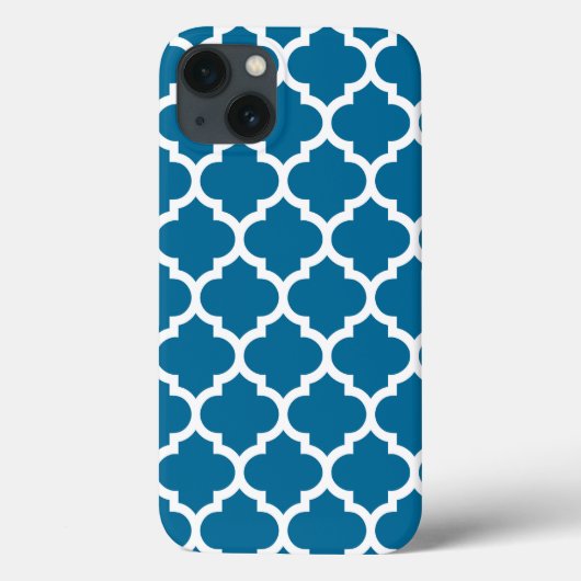 Peacock Blue White marokkanische Quatrefoil Muster Case-Mate iPhone Hülle (Rückseite)