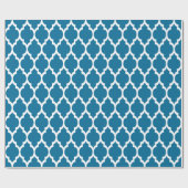 Peacock Blue White XL marokkanisches Quatrefolie # Geschenkpapier (Flach)